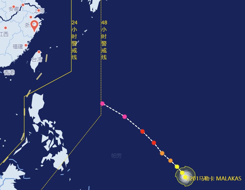 2022年第1号台风马勒卡最新路径图