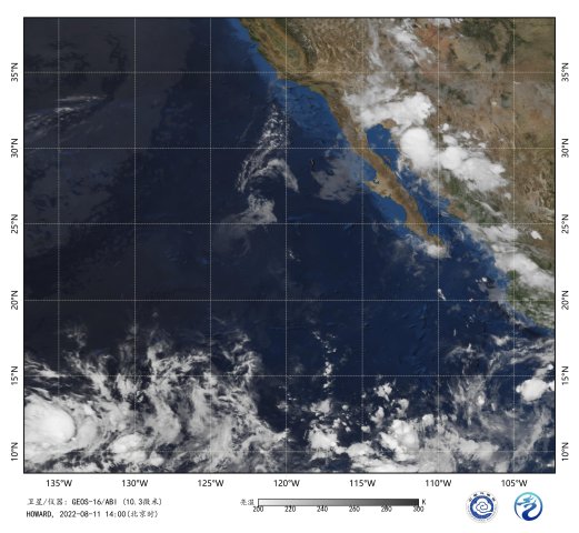 东北太平洋热带风暴霍华德向西移动