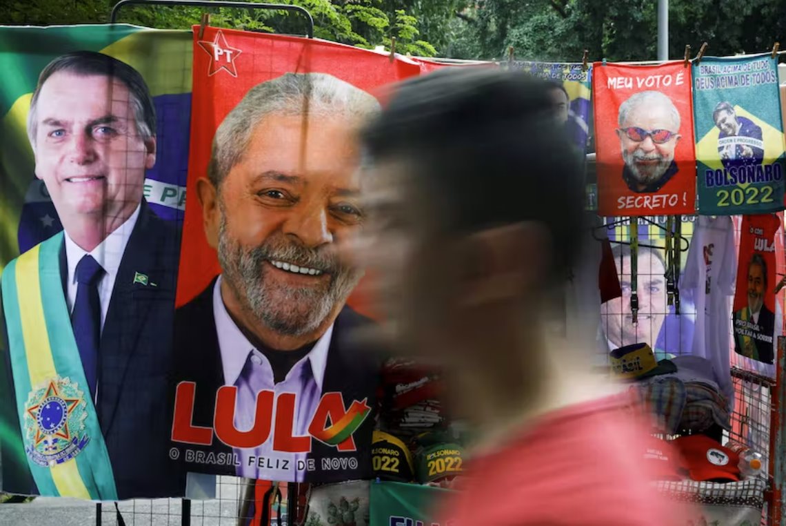 投票前民调卢拉48%支持率领先于博尔索纳罗