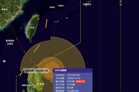 2023年第5号超强台风杜苏芮最新路径消息