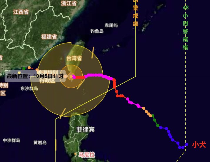 台风小犬向广东沿海靠近