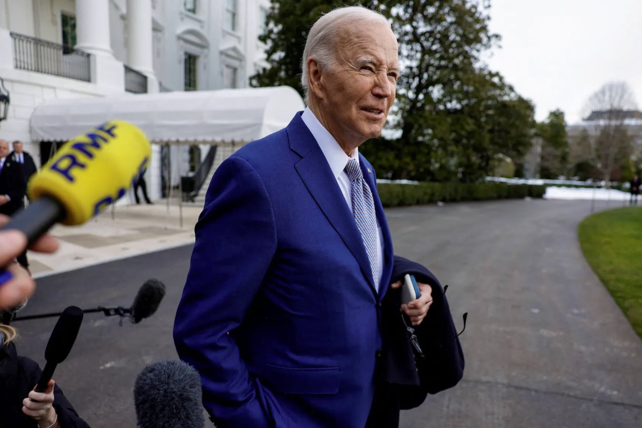 美国总统乔·拜登于2024年1月18日在美国华盛顿离开白宫前往北卡罗来纳州。