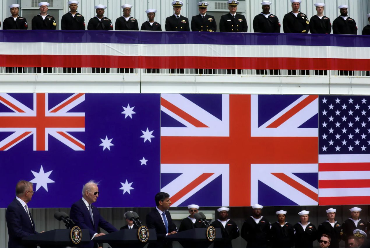 美国总统乔·拜登就澳大利亚-英国-美国（AUKUS）伙伴关系发表讲话。