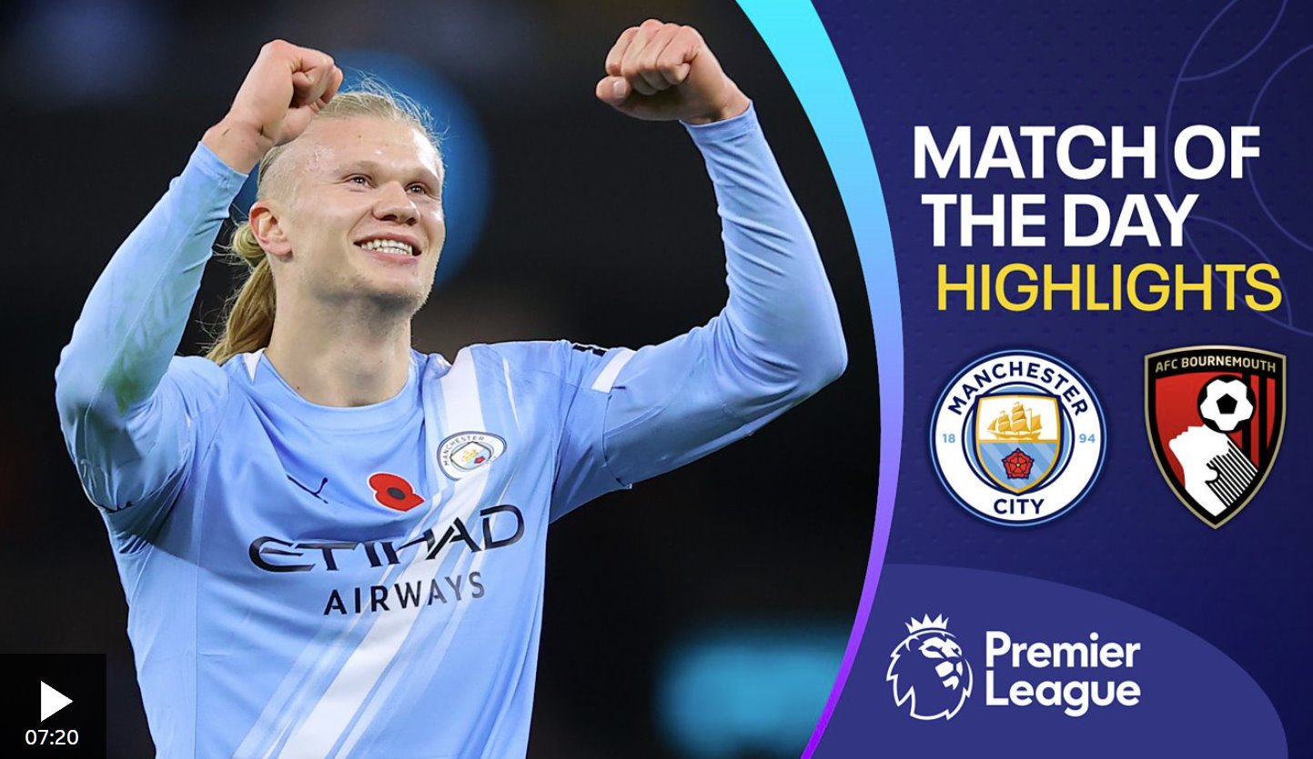 埃尔林·哈兰德上半场梅开二度,本赛季联赛进球数达到13个。