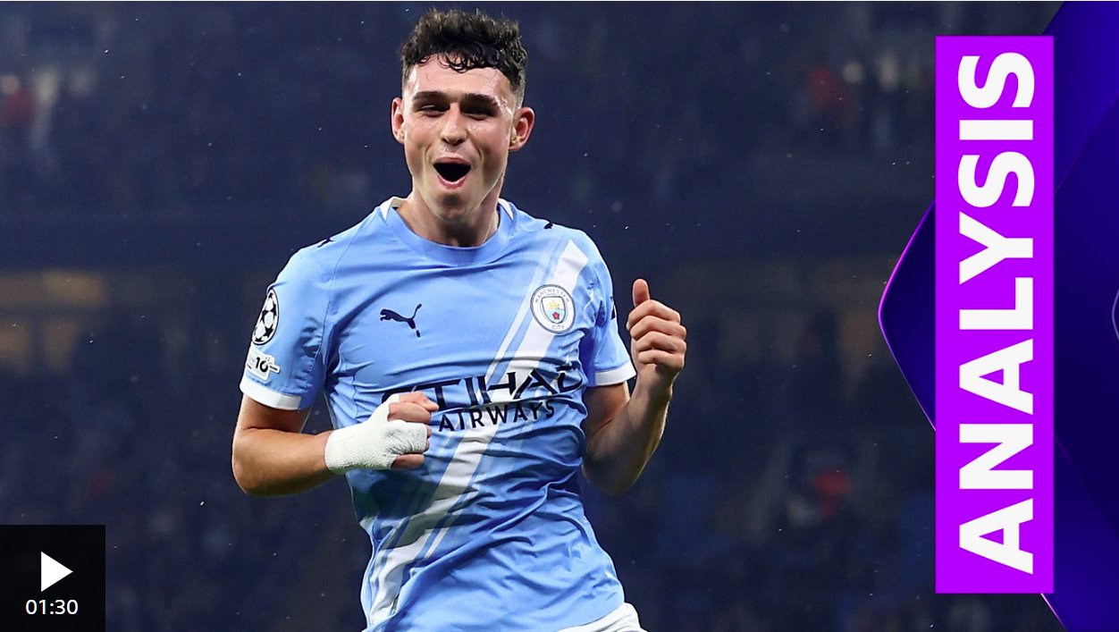 福登在曼城对阵多特蒙德的比赛中表现“令人难以置信”