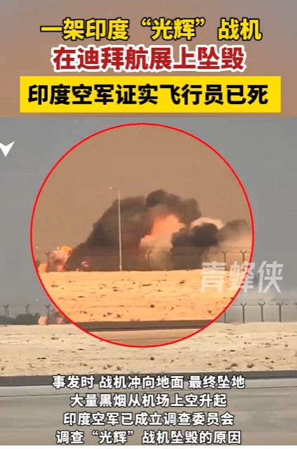 印度坠毁光辉战机飞行员已死亡