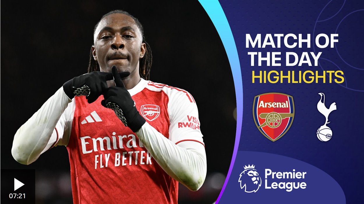 埃泽上演帽子戏法 阿森纳4-1大胜托特纳姆热刺