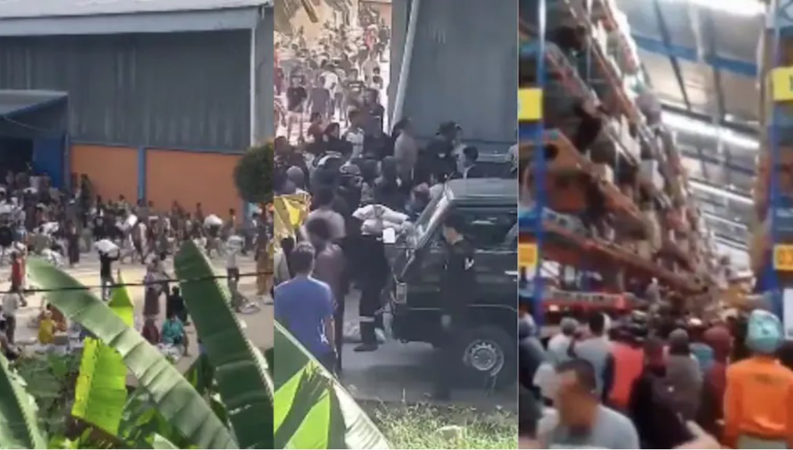 印尼居民在洪灾中为生存哄抢食物和水