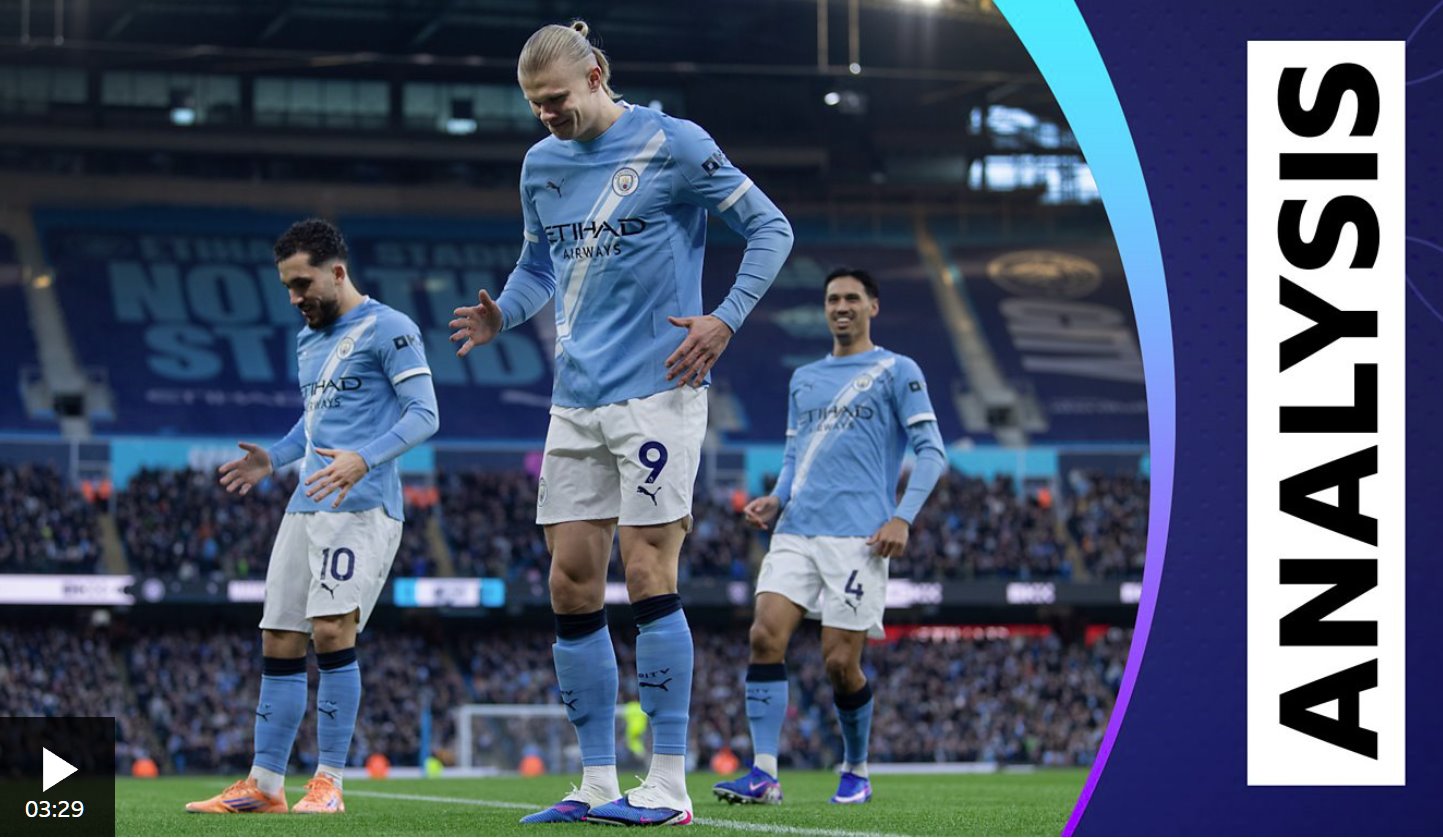 哈兰德梅开二度，曼城击败西汉姆联