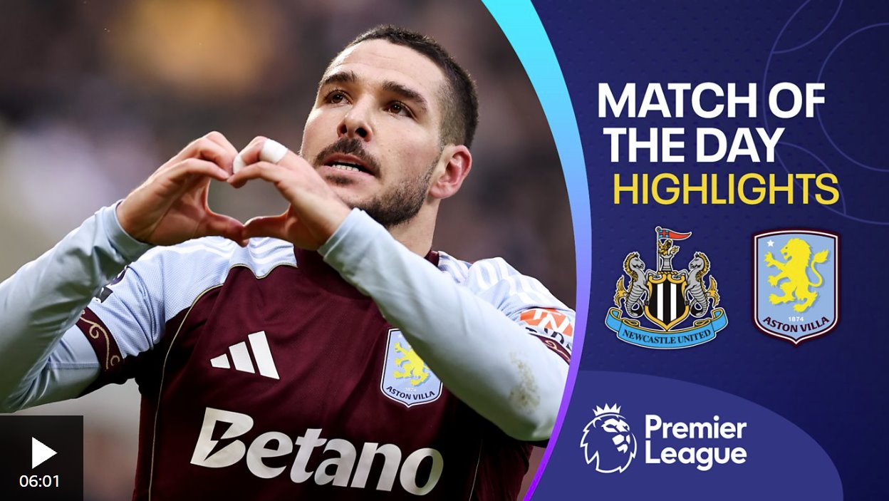 布恩迪亚攻入一记精彩进球，帮助维拉击败纽卡斯尔联