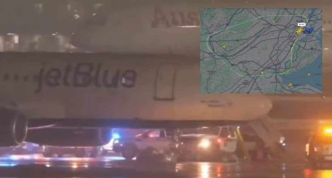 捷蓝航空飞机在纽瓦克机场紧急迫降