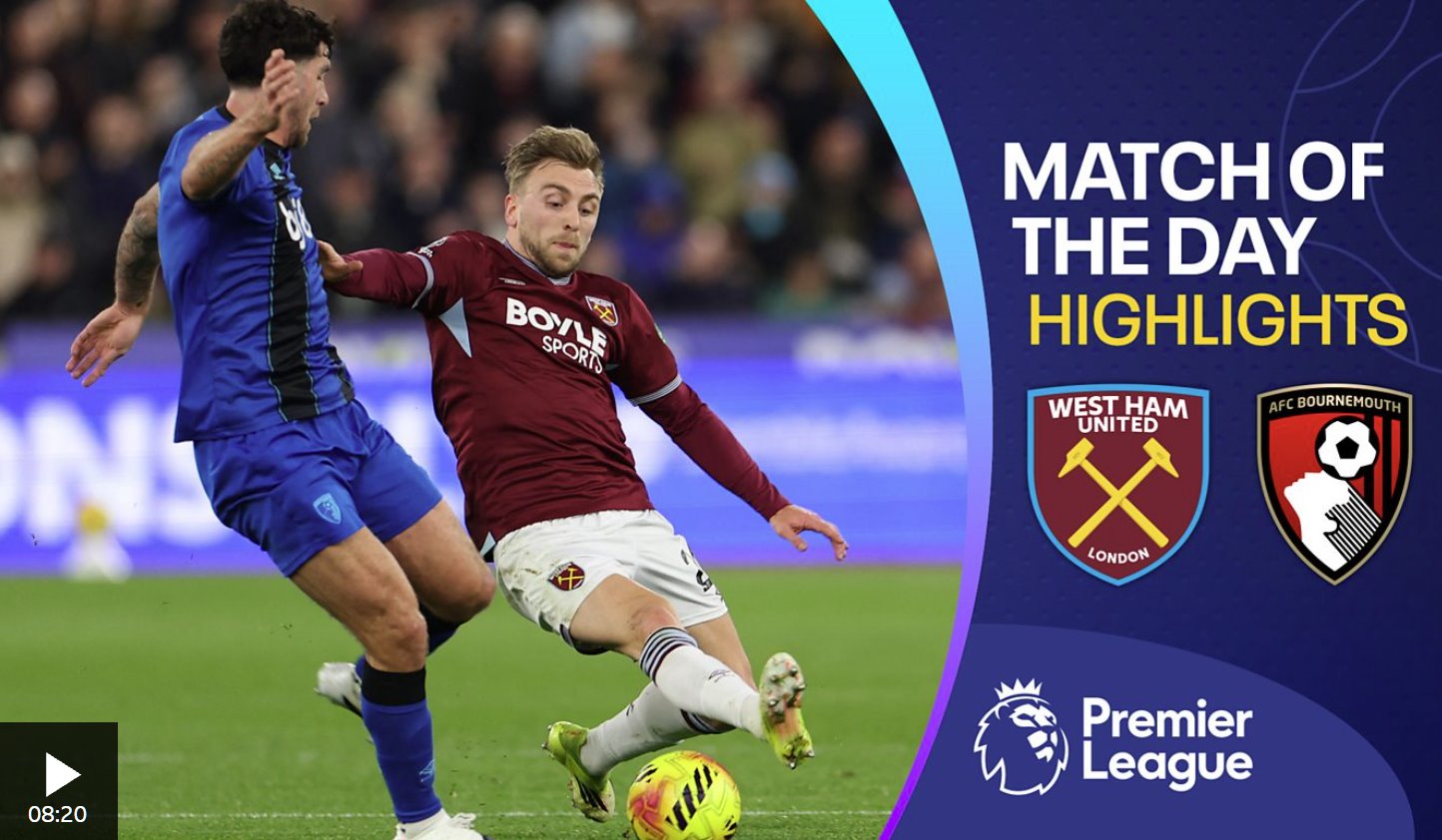 西汉姆联队与伯恩茅斯队互交白卷