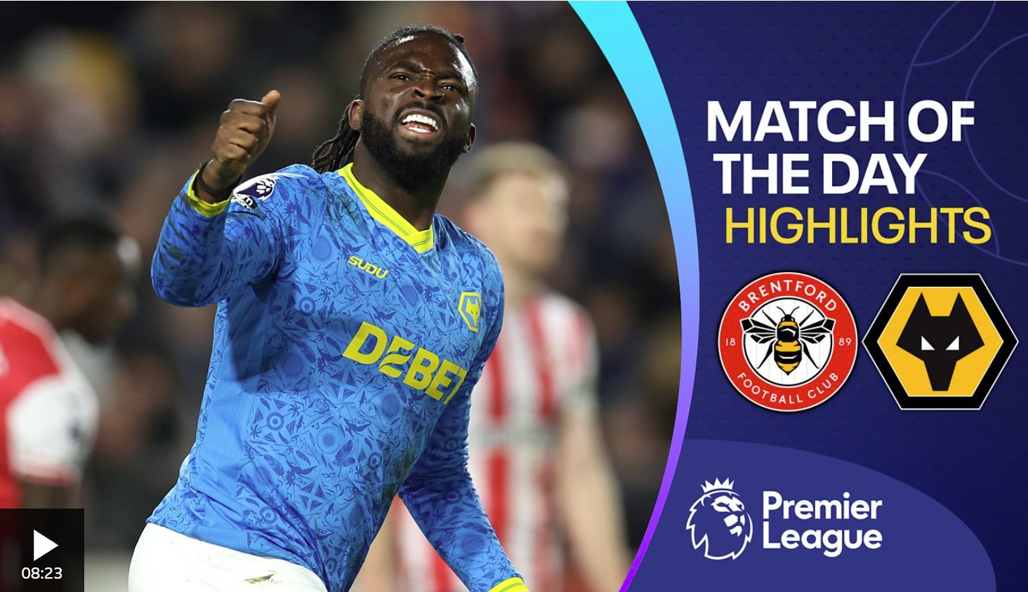 狼队在两球落后的情况下扳平比分，最终在布伦特福德战平对手。