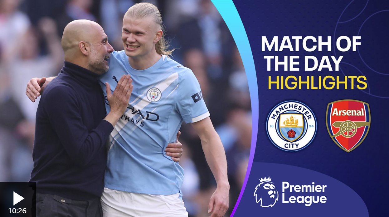 英超联赛精彩集锦：曼城 2-1 阿森纳